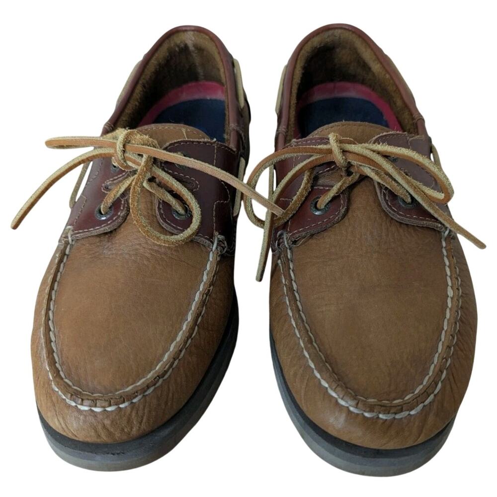 Sperry Top Sider Tan Brown Leather Mens 10.5 M Boat Shoes Nautical Fisherman